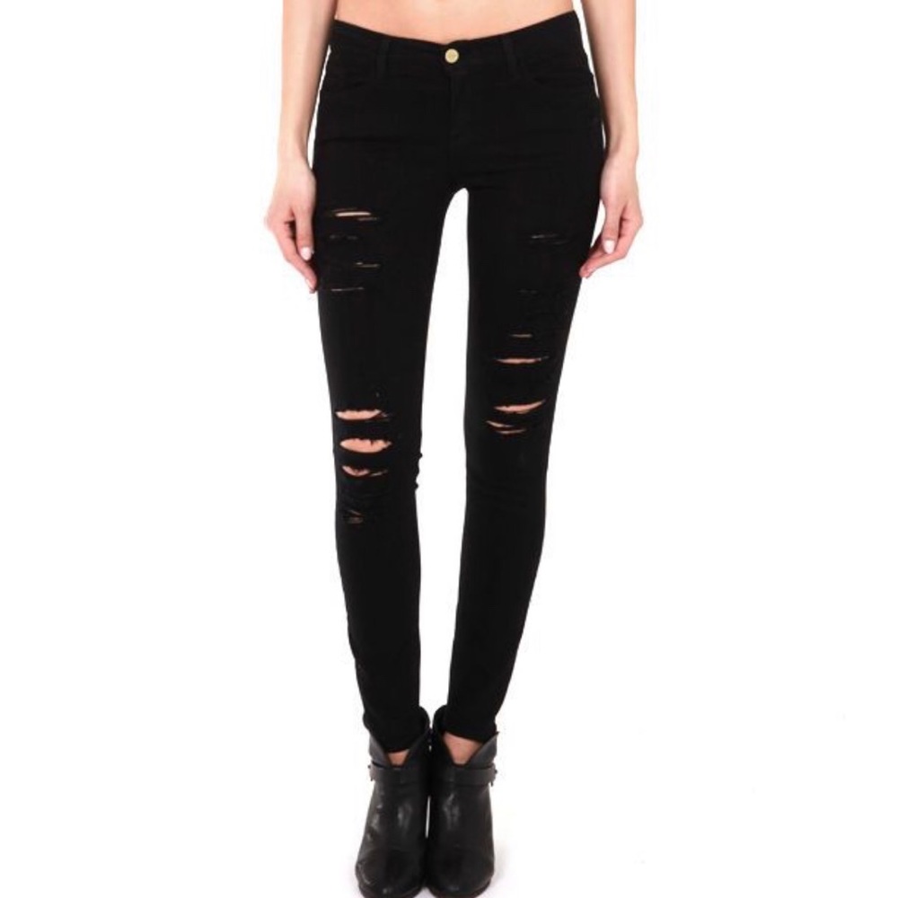 FRAME Le Skinny de Jeanne distressed mid-rise, EUC - Picture 3 of 8